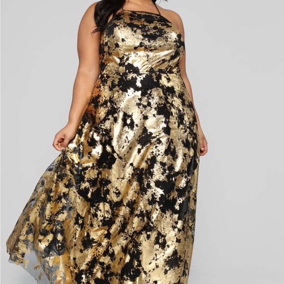 Take Me Higher Black and Gold Fashion Nova Gown - Picture 3 of 10